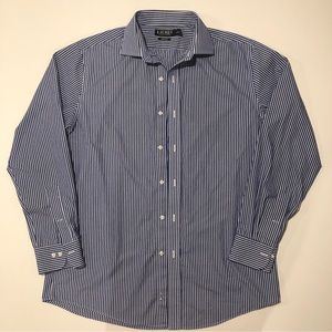 Ralph Lauren Button Up Blue and White Stripped size 16.5 34/35